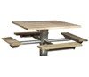 Square Wooden Picnic Table With Galvanized Pedestal Frame Inground Mount