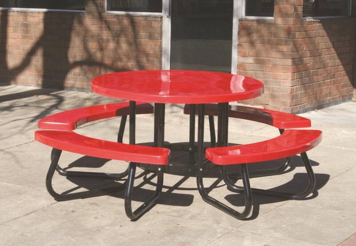 48" Round Fiberglass Picnic Table with 1 5/8" O.D. Tube Steel Frame