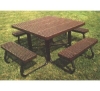 Square Plastisol Picnic Table With Galvanized Steel Frame 