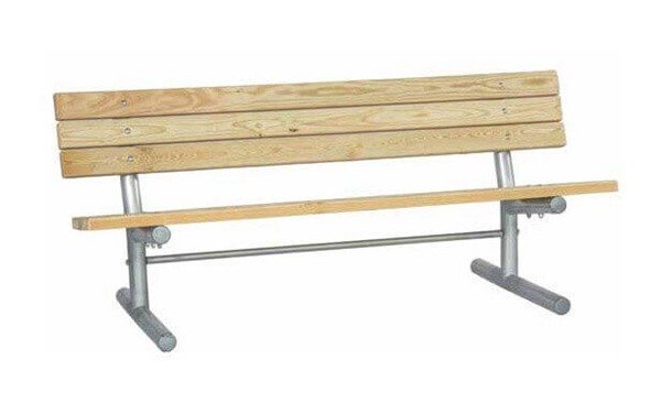 Portable Wooden Slat Bench with Galvanized Metal Frame - 6 or 8 ft.