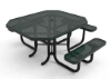 RHINO 46" X 54" ADA Compliant Octagonal Thermoplastic Polyolefin Coated Picnic Table - Quick Ship - Perforated Metal 
