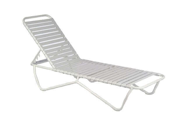 Quick Ship St. Lucia Vinyl Strap Chaise Lounge