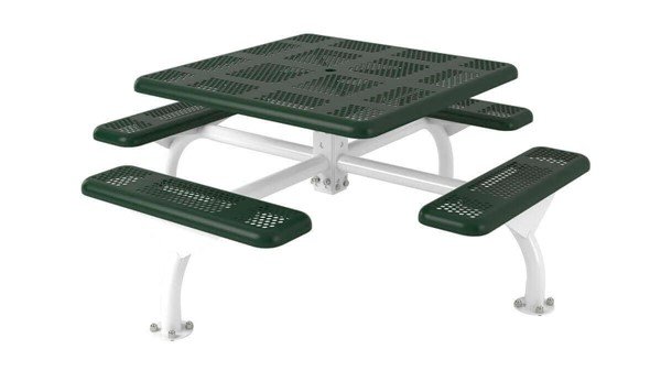Picture of 46" Square Perforated Web Style Polyethylene Coated Steel Picnic Table