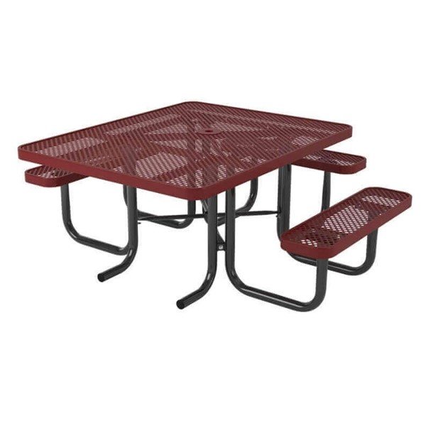 Ultra Leisure Perforated Style 46" x 57" Square Polyethylene Coated Steel ADA Picnic Table