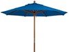 9 Ft. Round Wooden Market Umbrella with Outdura Marine Grade Fabric - Pacific Blue