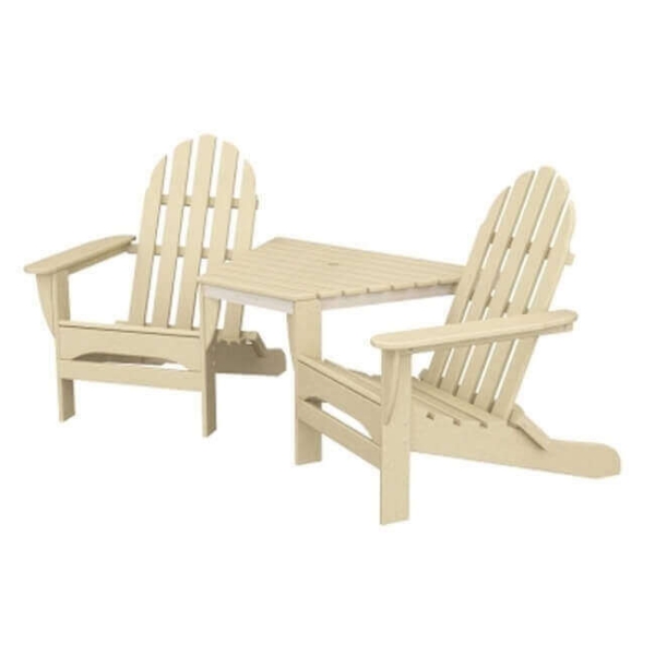 Adirondack Recycled Plastic Tete a Tete Chair Set with Table from Polywood 102 lbs