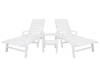 Nautical Recycled Plastic Chaise Lounge And Two Shelf Side Table Set From Polywood