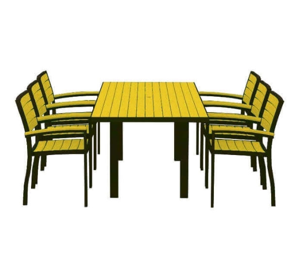 Euro Recycled Plastic Dining Chair And 72" X 36" Rectangle Dining Table Set With Aluminum Frame From Polywood