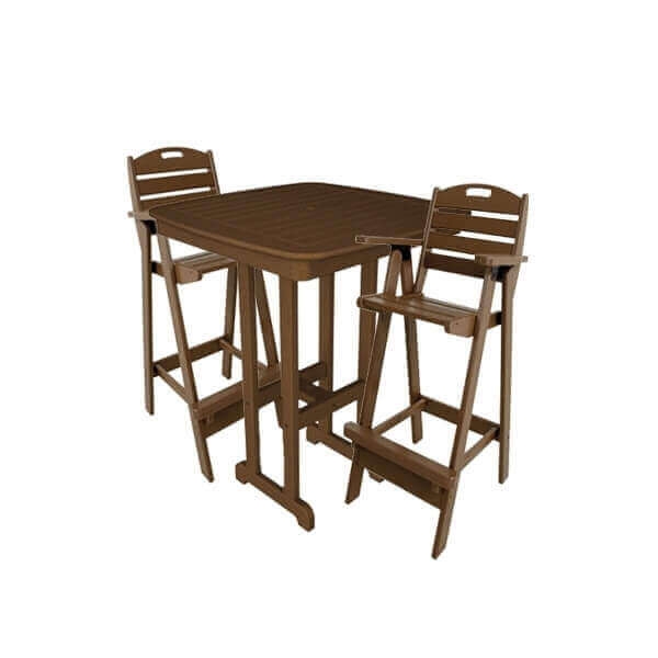 Nautical Recycled Plastic Bar Chair With 37" Square Bar Table Set From Polywood