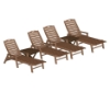 Nautical Recycled Plastic Chaise Lounge With Square Folding Side Table Set From Polywood