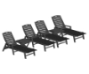 Nautical Recycled Plastic Chaise Lounge With Square Folding Side Table Set From Polywood