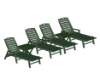 Nautical Recycled Plastic Chaise Lounge With Square Folding Side Table Set From Polywood