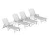 Nautical Recycled Plastic Chaise Lounge With Square Folding Side Table Set From Polywood