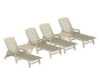 Nautical Recycled Plastic Chaise Lounge With Square Folding Side Table Set From Polywood