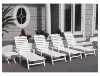 Nautical Recycled Plastic Chaise Lounge With Square Folding Side Table Set From Polywood