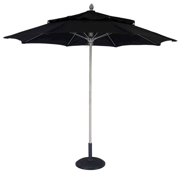 Commercial Grade Market Style Umbrella, Lucaya Style, Fiberglass 9 foot Diameter with Heavy Duty One Piece Pole Aluminum Push Up Lift With Wind Vent, Sunbrella Fabric