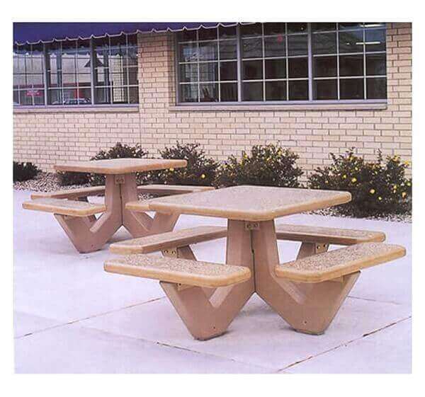 36" Square Commercial Concrete Picnic Table 1100 lbs. Furniture Leisure