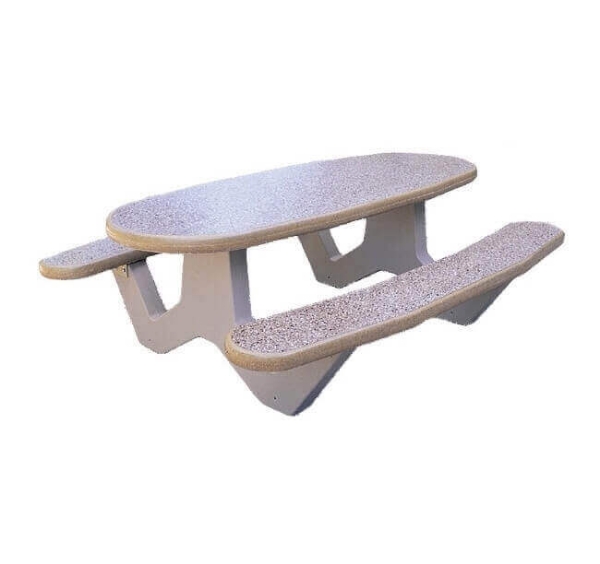 72" X 60" Oval Commercial Concrete Picnic Table