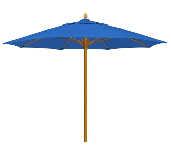 Bridgewater Style Market Umbrella. 9 Foot Octagon with Heavy Duty One Piece Simulated Wood Pole. Marine Grade Fabric.