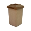 30 Gallon Commercial Concrete Square Trash Receptacle With Pitch-In Lid