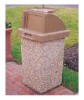 30 Gallon Commercial Concrete Square Trash Receptacle with Push Door and Tray Holder Top