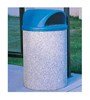 42 Gallon Commercial Concrete Round Trash Receptacle With Two-Way Dome Top