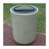 31 Gallon Commercial Concrete Round Trash Receptacle With Ash N' Trash Top