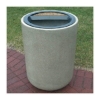 31 Gallon Commercial Concrete Round Trash Receptacle With Ash N' Trash Top