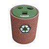 42 Gallon Commercial Concrete Round Recycling Trash Receptacle With Divided Plastic Lid