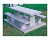 102" Rectangular Commercial Concrete Picnic Table With Attached Benches