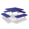 42" Commercial Square Thermoplastic Picnic Table With Four Benches And Steel Frame