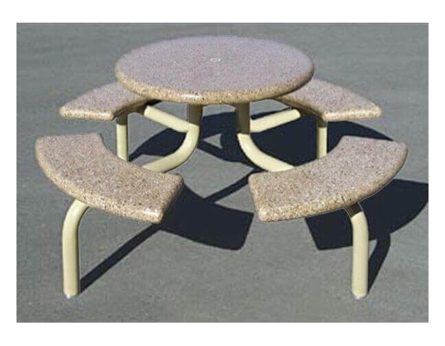 38" Commercial Round Concrete Picnic Table with Steel Frame 800 lbs