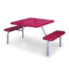 42" Commercial Square Thermoplastic Picnic Table With Two Benches Steel Frame