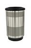 55 Gallon Round Stadium Steel Trash Receptacle with liner, 86 lbs.