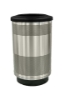 55 Gallon Round Stadium Steel Trash Receptacle with liner, 86 lbs.