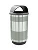 55 Gallon Round Stadium Steel Trash Receptacle with liner, 86 lbs.