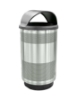 55 Gallon Round Stadium Steel Trash Receptacle with liner, 86 lbs.