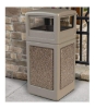 42 Gallon Stone Tec Commercial Square Plastic Trash Receptacle With Dome Lid