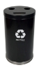 Powder Coated Round Steel Recycling Receptacle with Three Liners - 24 or 34.5 Gallons, 40-48 lbs.