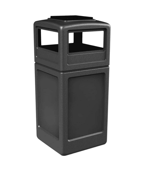 42 Gallon Poly Tec Commercial Square Plastic Trash Receptacle With Ashtray Lid