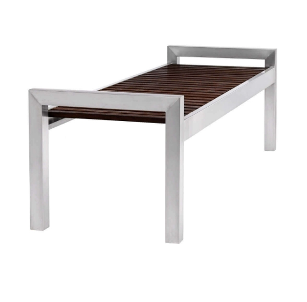 5 Ft.Skyline Stainless Wood Backless Bench With Stainless Steel Frame