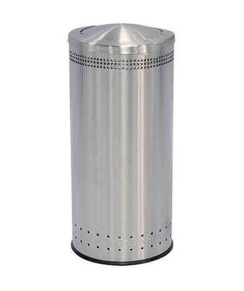 25 Gallon Precision Commercial Imprinted Stainless Steel Round Trash Receptacle With Swivel Lid