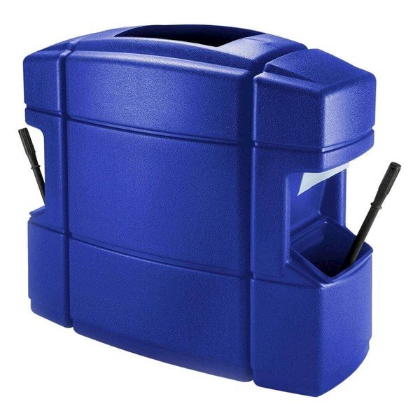 40 Gallon Double Sided Island Service Center - Polyethylene Plastic Receptacle With 2 Gallon Buckets And Towel Dispensers