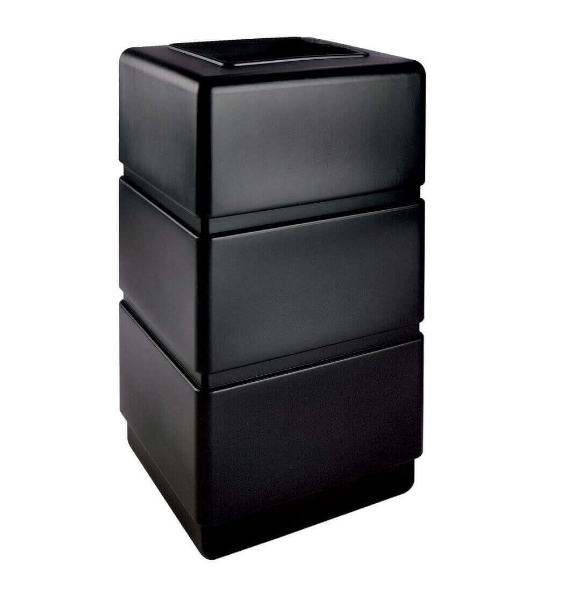 38 Gallon Poly Tec Commercial Three Tier Square Plastic Trash Receptacle