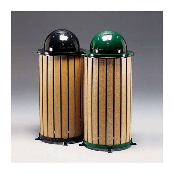 22 Gallon Recycled Plastic Round Receptacle With Push Door Dome Top