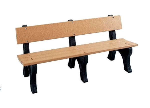 6 Foot Millennium Style Recycled Plastic Bench With Back, 2" x 10" Slats, 6 or 8 Ft. 