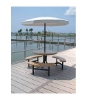 6 Foot Octagon Valance Fiberglass Umbrella with Powder Coated Black Steel 1 1/2" Pole	