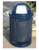 RHINO 32 Gallon Thermoplastic Polyolefin Coated Trash Can Receptacle With Dome Top And Liner - Punched Steel