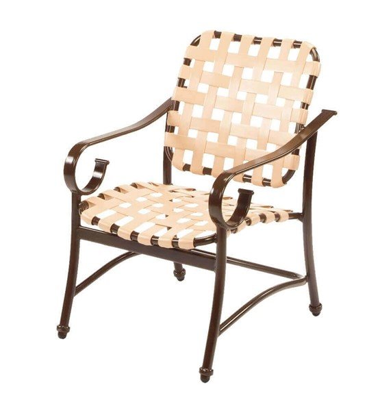 Barbados Cross Weave Vinyl Strap Dining Arm Chair