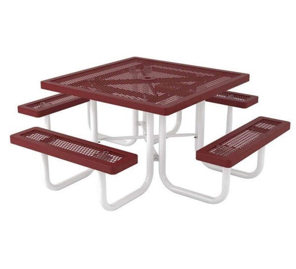 46" Square Plastic Coated Expanded Steel Picnic Tables